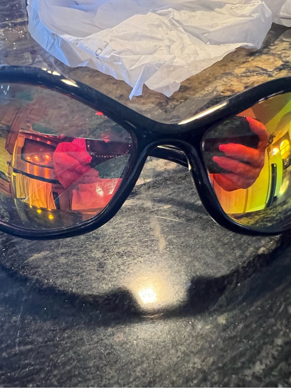 Black Frame Sunglasses with Rainbow Mirrored Lenses